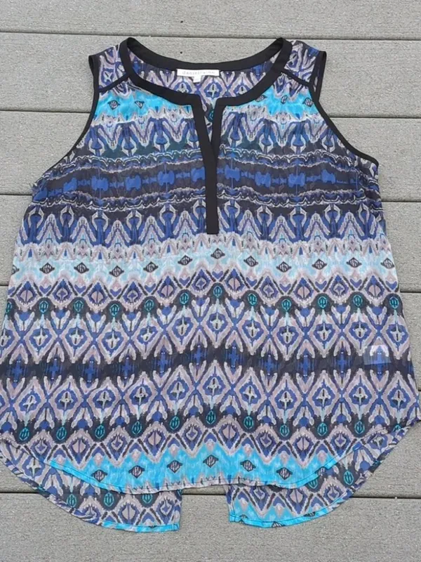 Daniel Rainn V-Neck Sheer High Low Sleeveless Blouse - Image 7