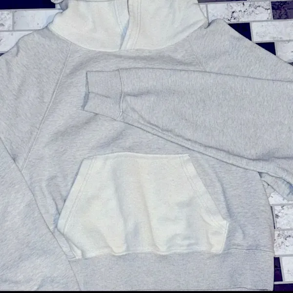 Aerie Luxe Inside Out Cropped Hoodie in Combo Grey Size S - Image 5