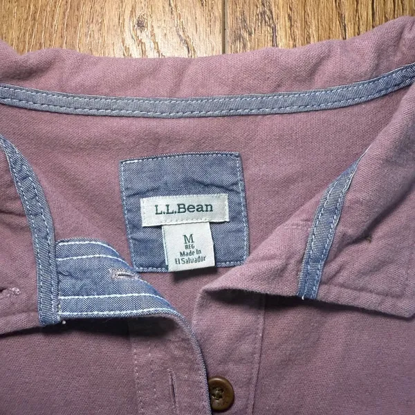 LL Bean‎ Womens Mauve Purple 100% Cotton Henley Long Sleeve Sweater Item Size M - Image 3