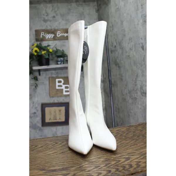 On 34th Womens Rachelle Stovepipe Boots 10019723900 Bone Smooth 6.5M - Image 4