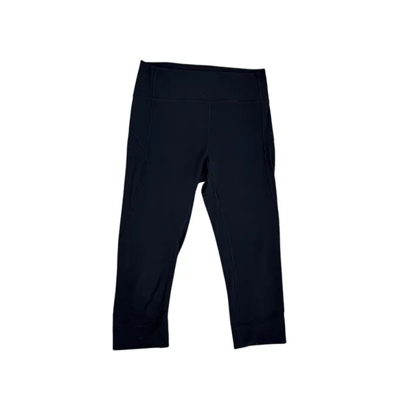 Lululemon In Movement Crop Navy Blue Athletic Leggings Everlux 19" Size 8 - Image 2