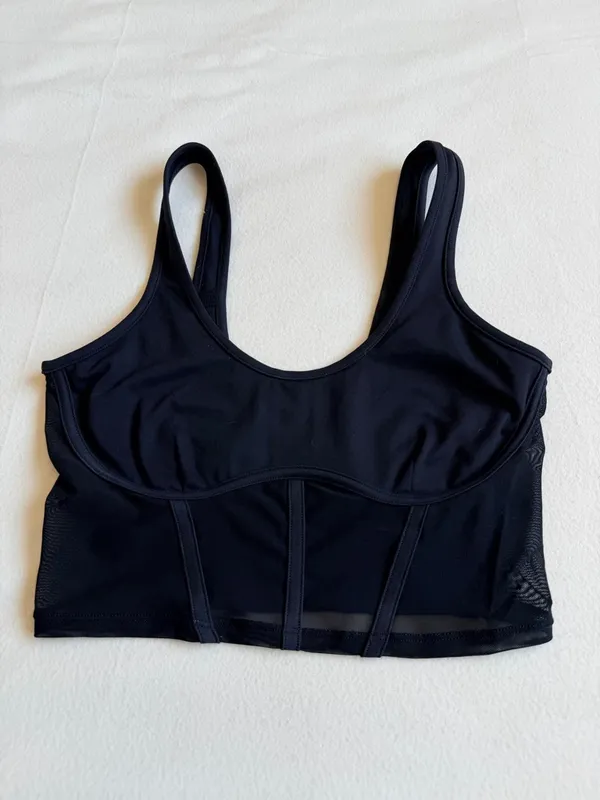 ALO YOGA Airbrush Mesh Corset Tank Top Black - Image 5