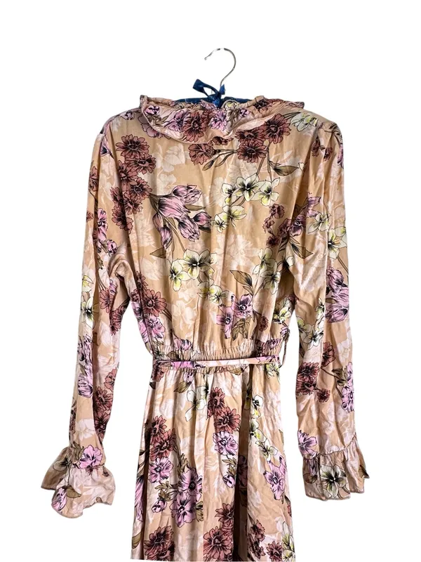 Revolve Jaase Chantal Boho Floral Ruffle Romantic Maxi Dress Peach Pink Handcrafted M - Image 8