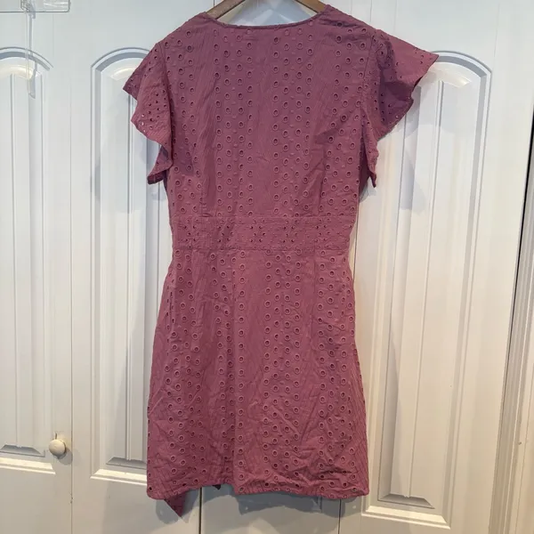 Anthropologie Dolan Lavender Patsy Eyelet Wrap Dress‎ Size Large - Image 3