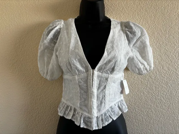 Altar'd State White Ellerie Embroidered Corset Top NWT - Image 5
