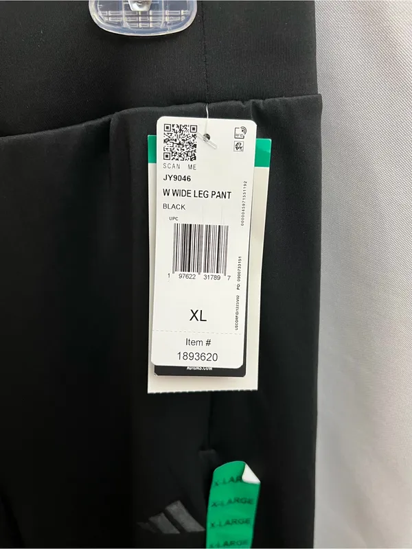 Adidas Women’s Black Wide Leg Pants XL NWT High Rise Zip Pockets JY9046 - Image 2