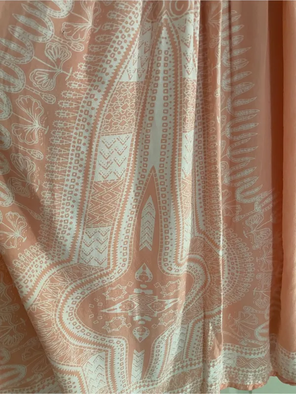 Peach‎ Printed Maxi Skirt with Drawstring Waist Pink Size M - Image 2