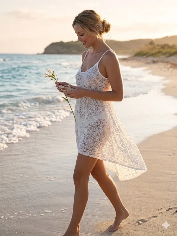 Victoria’s Secret White Lace Cover Up Babydoll Slip Dress Boho M - Image 3