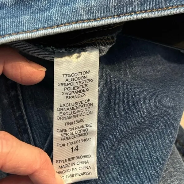 Democracy Plus Size 14 Ab Technology Wide Leg Jeans Raw Hem Patch Pockets - Image 4