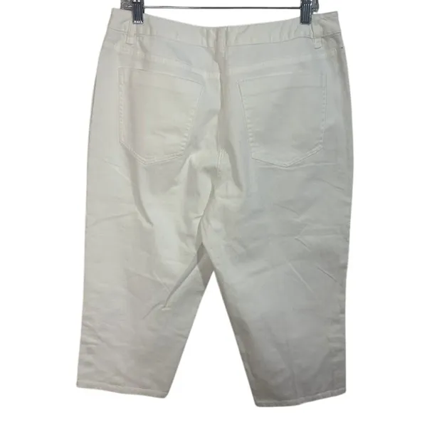 Talbots Capri Pants Womens 12P White Good‎ Snap Hem Stretch Denim Cropped Jeans - Image 2