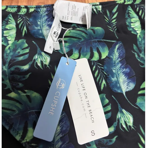 NWT Cupshe Full of Green Bikini Swimsuit Set Womens S Green Tropical High‎ Waist - Image 5