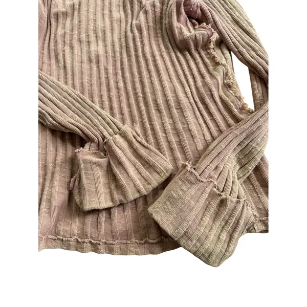 We The Free Free People Rose Ribbed Knit Mock Neck Distressed‎ Top Large - Image 4