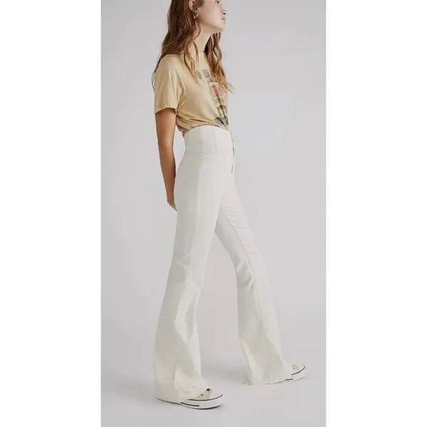 We‎ The Free White Flare Jeans High Rise Boho Stretch Size 28 - Image 2