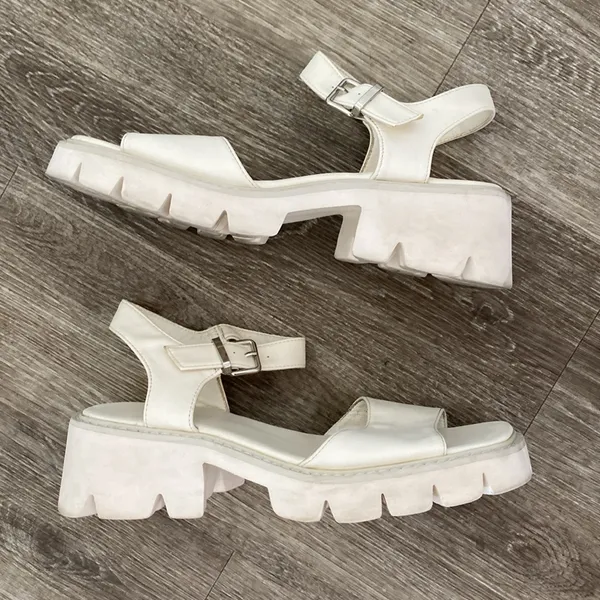 Dream Paris 90s y2k chunky white lug sole sandals 9 - Image 3