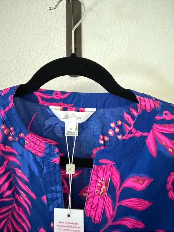 NWT Lilly Pulitzer Coulter Long Sleeve Cotton Top Blue Never Ending Summer - Image 6