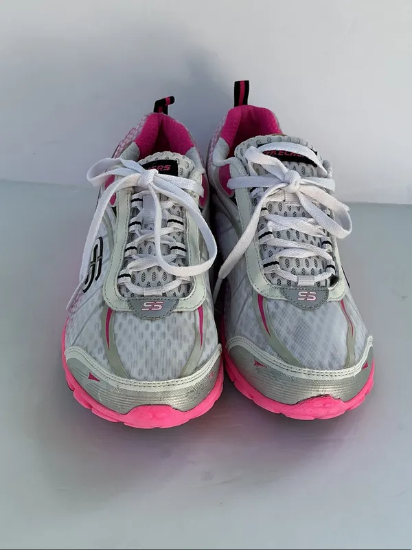 Skechers White and Hot Pink Women's Running Shoes - Image 6