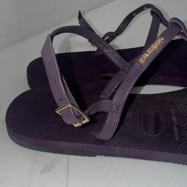 Havaianas Purple‎ Classic Leather T-Shape You Riviera Thong Sandals Size 9/10 - Image 4