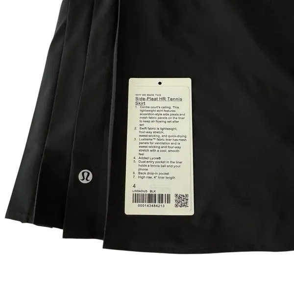 .Lululemon Side-Pleat High-Rise Tennis Skirt Black Size 4 - Image 7