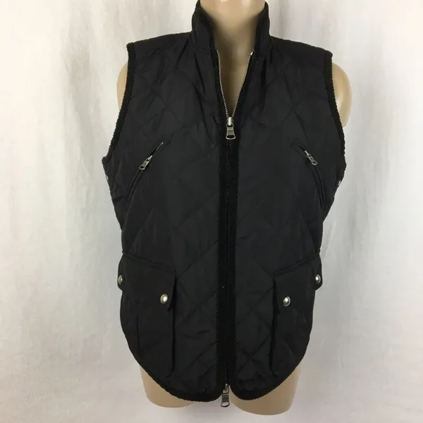 Ralph Lauren Black Quilted Zip Up Sleeveless Utility Vest M - Image 7