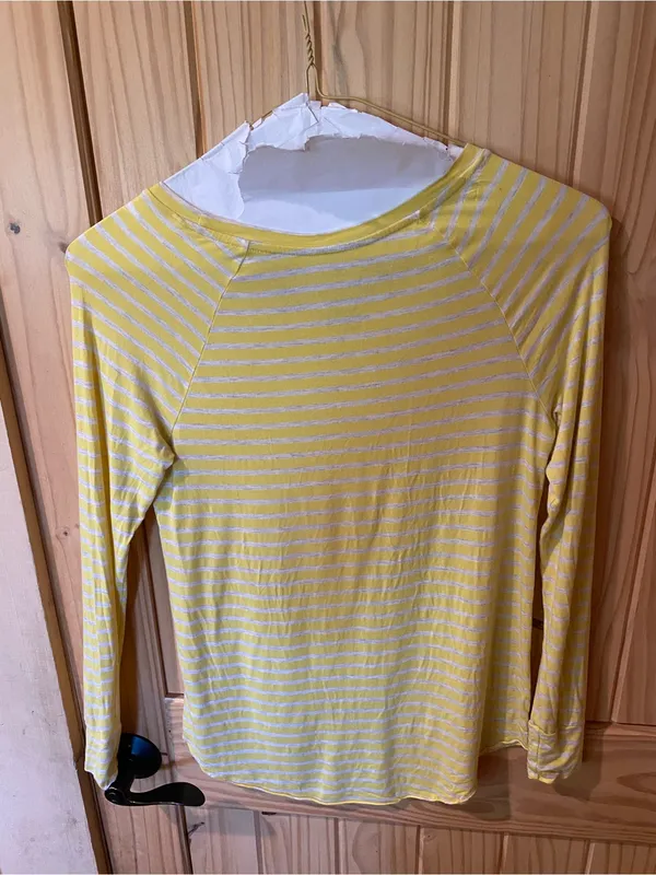 American Eagle Outfitters Yellow and White Striped Long Sleeve Tee - Image 4