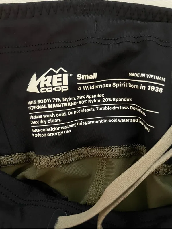 REI Co Op Olive Green Drawstring Waist Leggings With Stash Pockets Size Small - Image 2