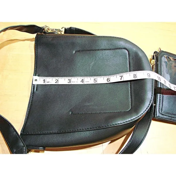 Black Vegan Leather Crossbody Bag With Cellphone Matching Separate Purse 2 In 1 - Image 9
