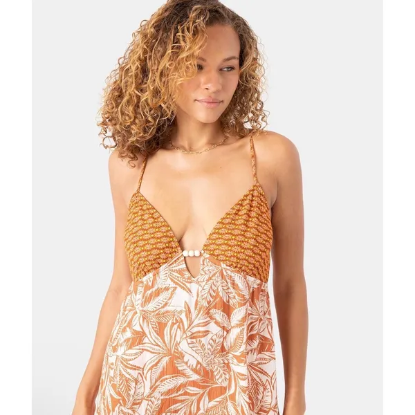 NWT Roxy Ray Of Sunshine Cover Up Beach Sundress Dress Rust Multi Medium - Image 4