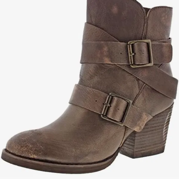 Naughty Monkey Cross My Heart Brown Distressed Leather Buckle Ankle Boots Women’s Size 9 - Image 5