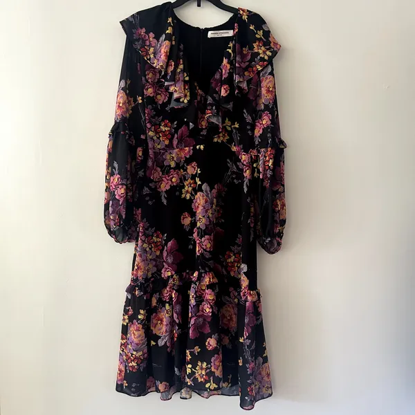 Amanda Uprichard Talulah Midi Dress Evening Blossom Floral Black - Image 4