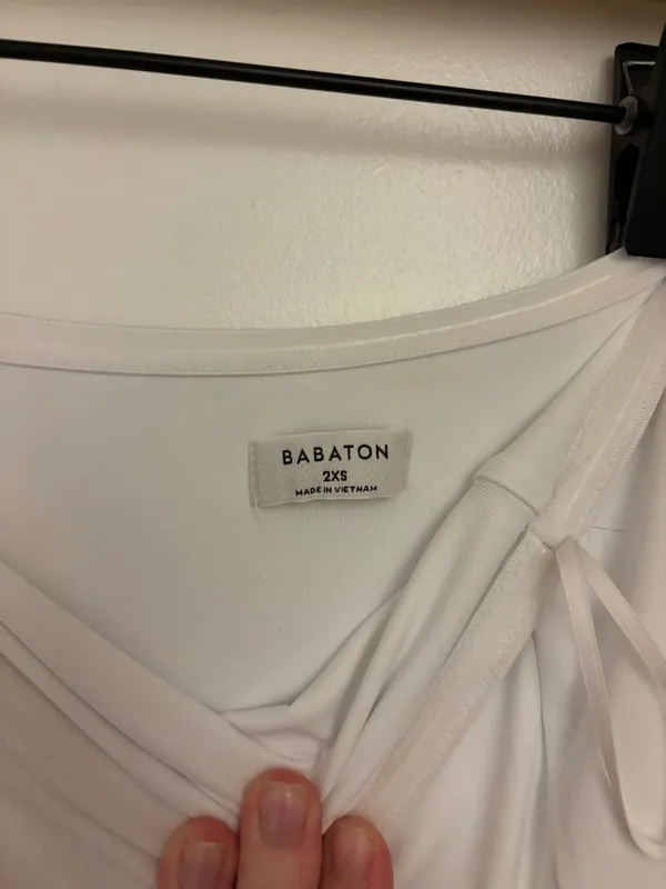 Aritzia Babaton Fluid Poplin Dress 2XS Cola Taupe Bright White Strapless Midi - Image 6
