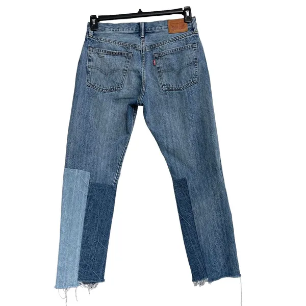 Levi’s 501 SZ W27 L27 Patchwork Jeans Ragged Lands Button-Fly Distressed Frayed - Image 4