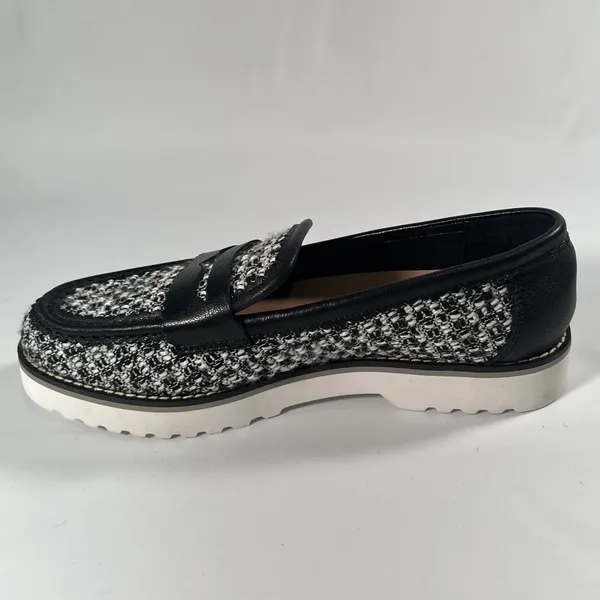 NYDJ Owen Penny Loafers‎ Bouclé Fabric Upper / Leather Trim Lug Sole Shoes 9M - Image 6