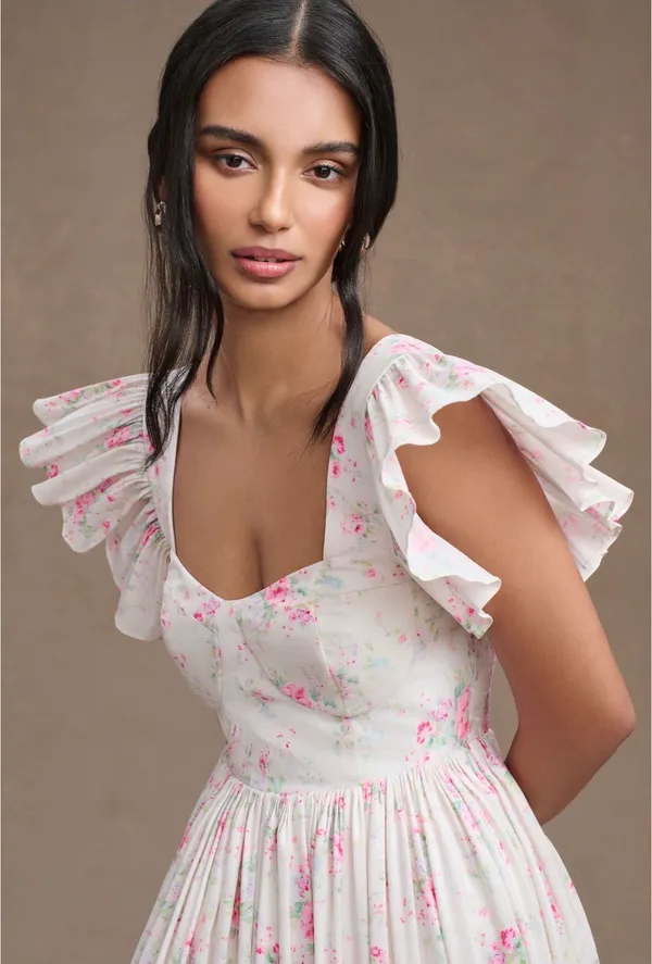 Anthropologie Maison Amory French Chateau Floral Flutter-Sleeve Gown - Image 2