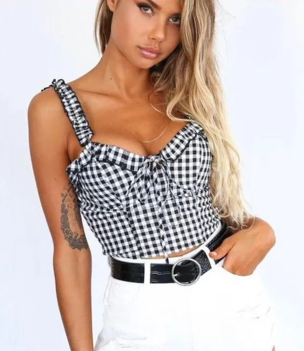 Tiger Mist Gingham Top - Image 2