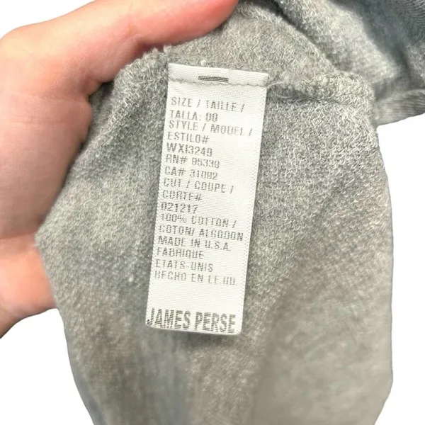 James Perse‎ Gray Button Neckline Long Sleeve T-Shirt Size 00 / XXS - Image 7