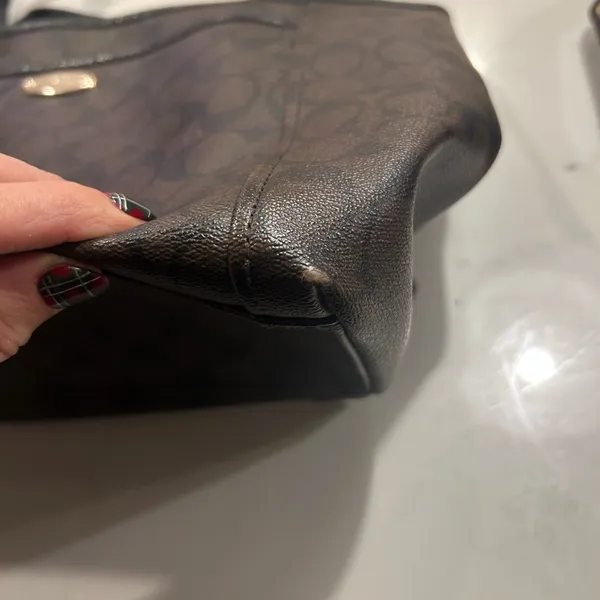 Coach Peyton Signature Pocket Tote Black and Brown Signature - Image 6