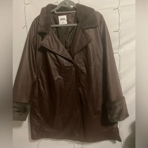 Missguided Chocolate Faux Leather Jacket Brown Size XL - Image 5