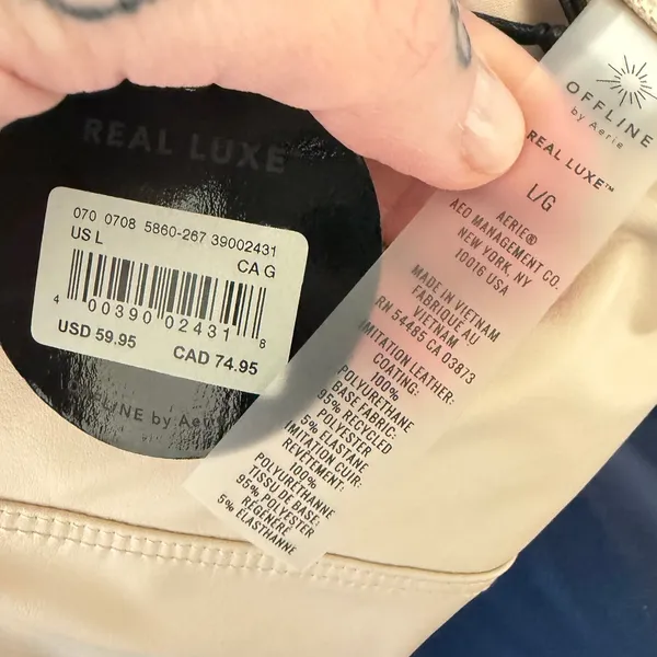 NEW Offline By Aerie Sandalwood Real Luxe Faux Leather Hi-Rise Leggings Large - Image 8