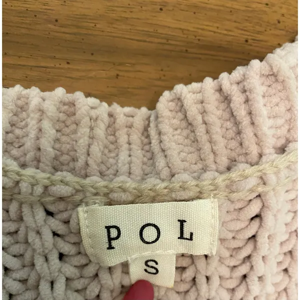POL Short Sleeve High Low‎ Chenille Sweater Vneck Side Slits Small Lagenlook - Image 8