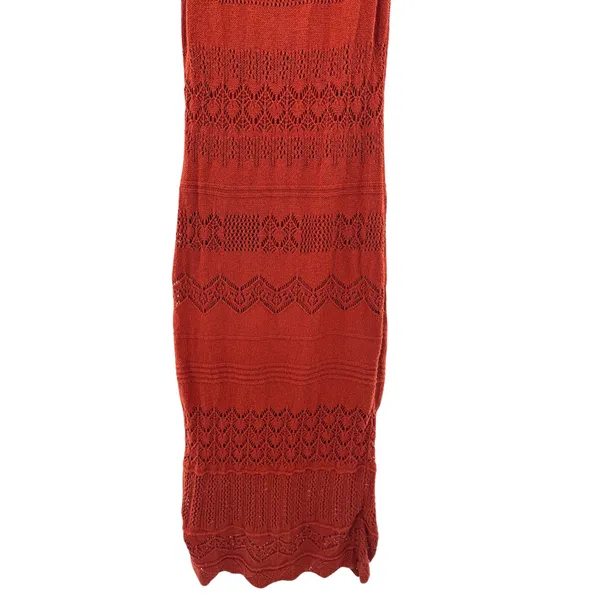 Anthropologie Open Knit Maxi Dress‎ Rust Brown Womens M Boho Hippie 70s Crochet - Image 2