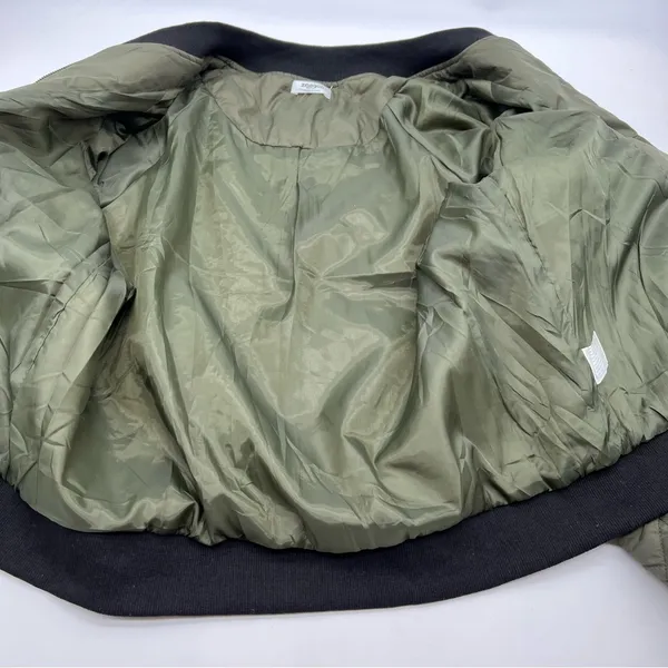 Zeagoo Women’s Green Khaki Quilted Bomber Jacket Black Bibbed neck Trim/Cuffs-L - Image 11