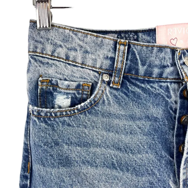 Revice Super 80s High Rise Button Fly Distressed Straight Leg Rigid Jeans SZ 25 - Image 4