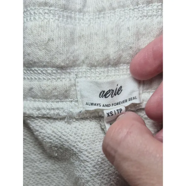 aerie Light Gray Sweatpants  Drawstring Joggers Xs - Image 3