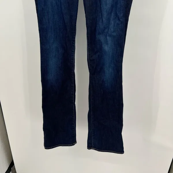 Lucky Brand boot cut dark wash blue jeans denim pockets zip closure Size 10 long - Image 10