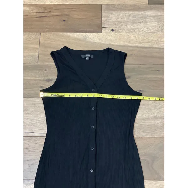 Lulus Bodycon Midi Dress Size L Black Sleeveless Stretchy Button Front - Image 6