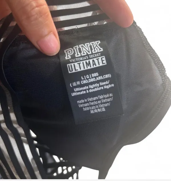Victoria's Secret PINK Ultimate Sports Bra Size: Large Color: Black/Gray #activewear #workout - Image 4
