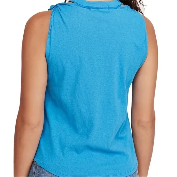 Free People Side Knot Tie Knit Tank Blue Size XS - Image 6