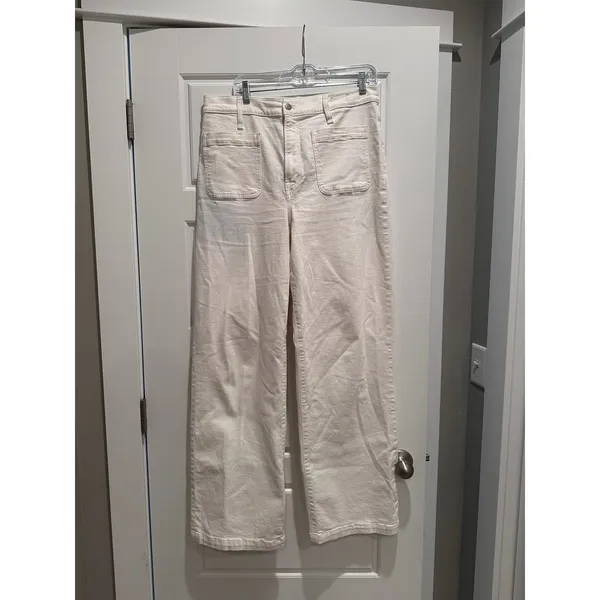 Madewell Perfect Vintage Wide Leg Jeans Size 32 Tall White Canvas High‎ Rise - Image 2