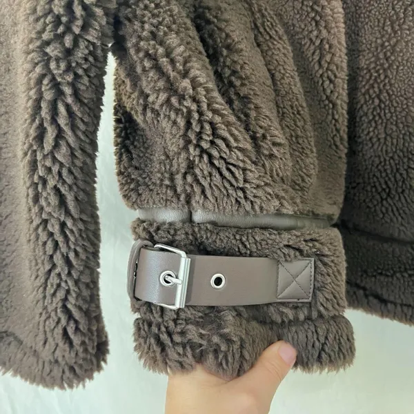 NWT BDG Taylor Piled Fleece Aviator Jacket Brown - Image 3