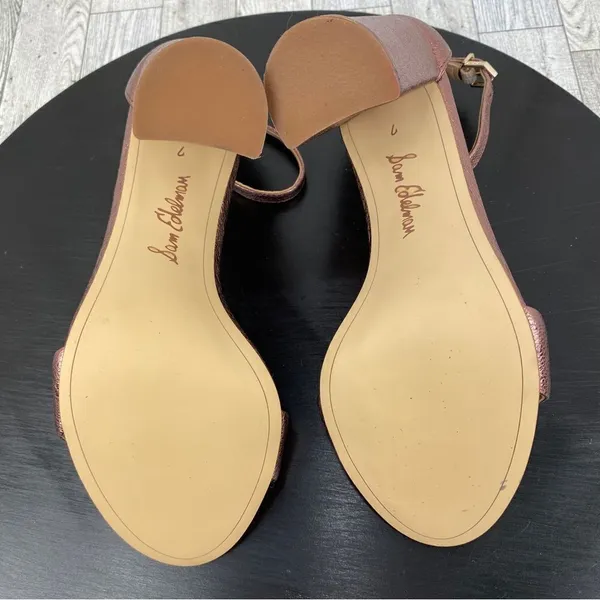 Sam Edelman Yaro Metallic Block Heel Ankle Strap Sandals Copper Pink 7‎ - Image 9